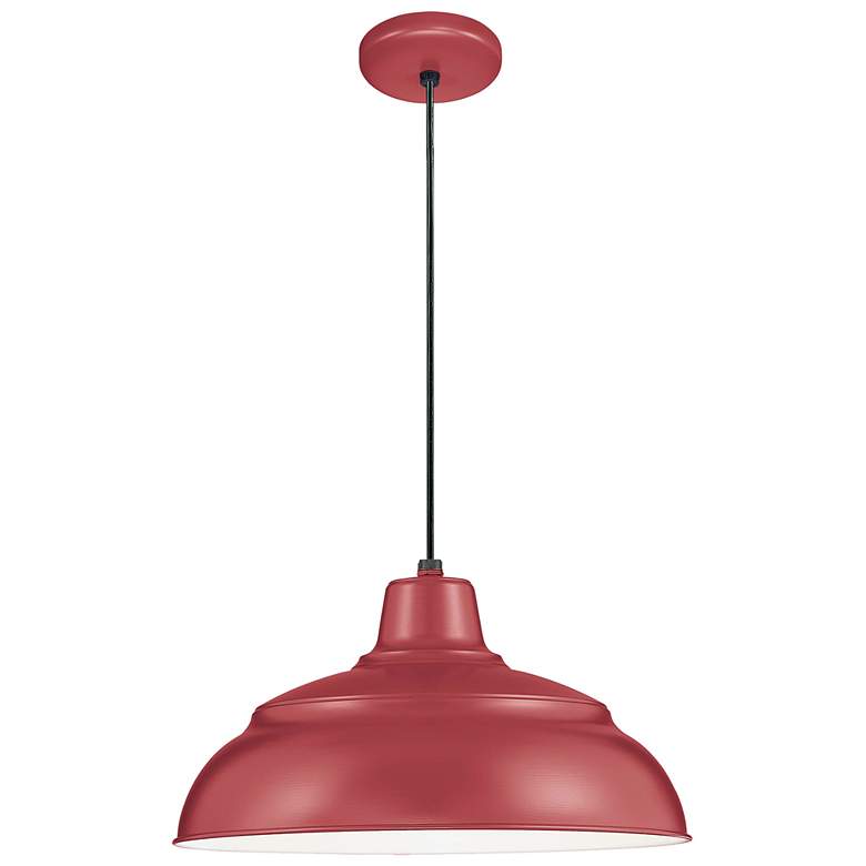 Image 1 R-Series 17" Wide Satin Red Warehouse Pendant Light