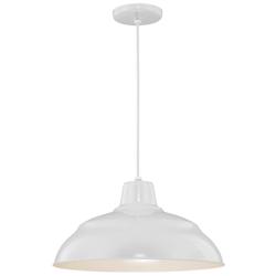 R-Series 17" Wide White Dome Pendant Light