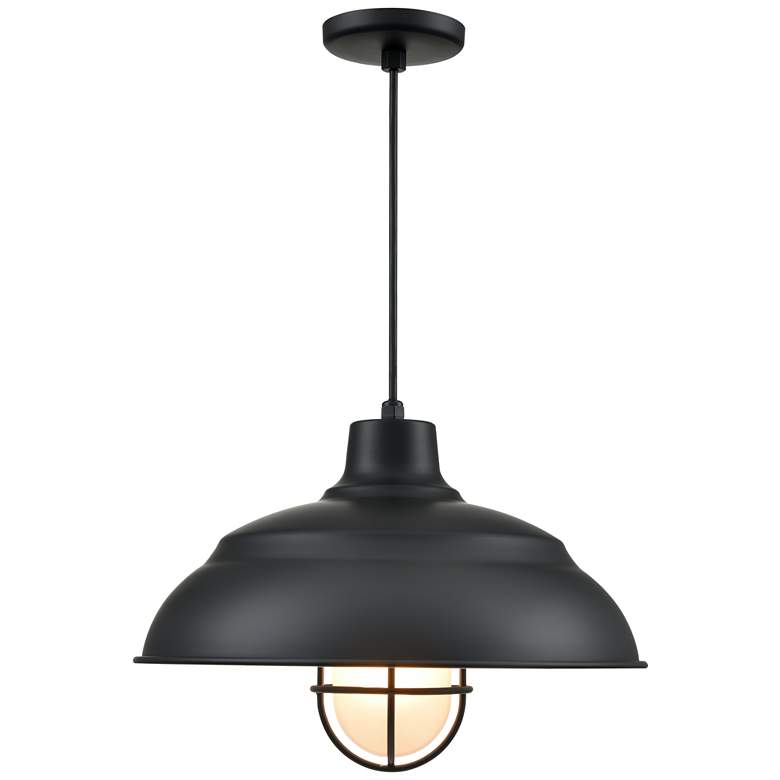 Image 1 R-Series 17" Wide 1-Light Indoor/Outdoor Cord Hung Shade in Satin Black