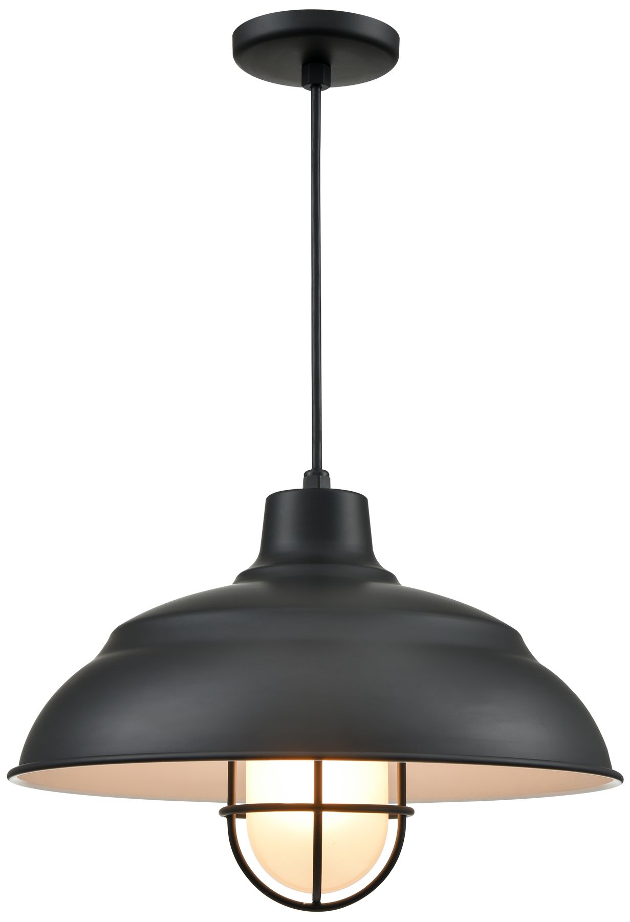 Image 2 R-Series 17" Wide 1-Light Indoor/Outdoor Cord Hung Shade in Satin Black more views