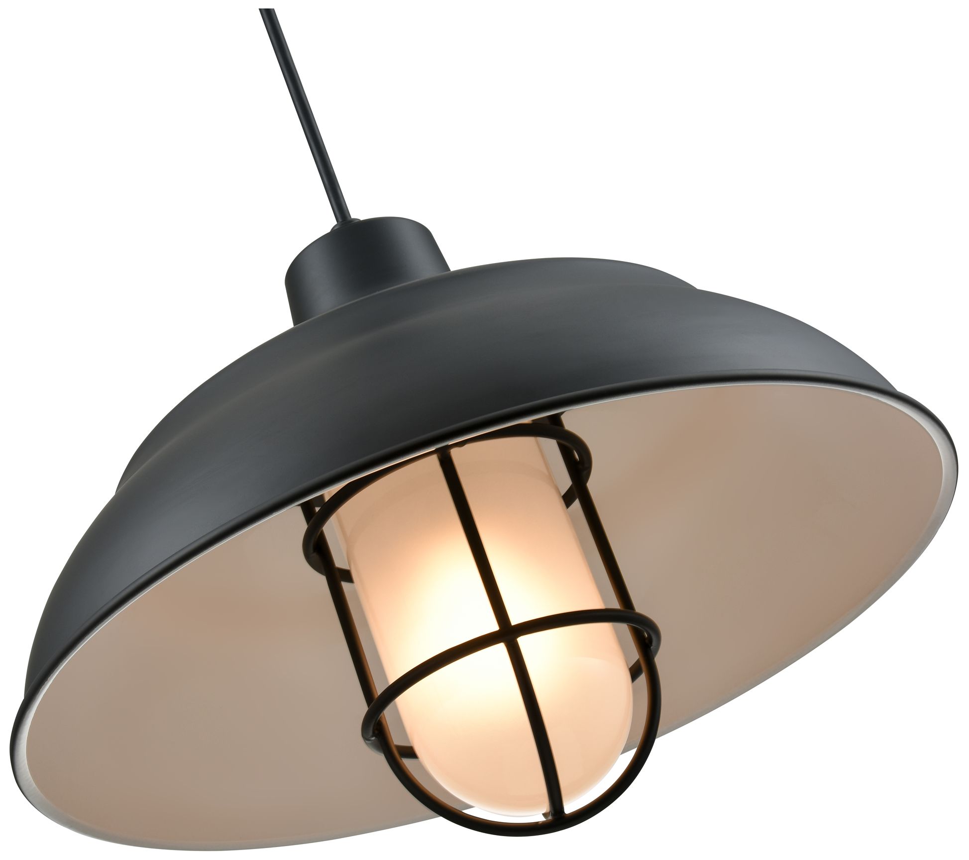 Image 5 R-Series 17" Wide 1-Light Indoor/Outdoor Cord Hung Shade in Satin Black more views