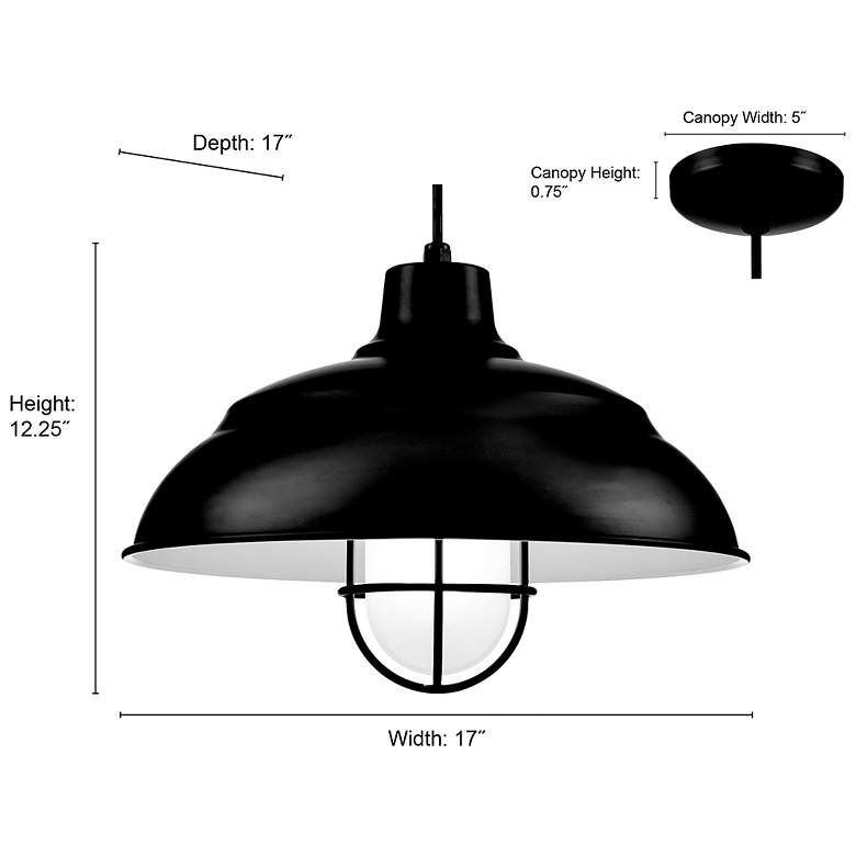 Image 6 R-Series 17" Wide 1-Light Indoor/Outdoor Cord Hung Shade in Satin Black more views