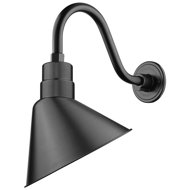Image 1 R Series 18" High Satin Black Gooseneck Wall Sconce