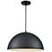 R-Series 18" Wide Satin Black Dome Pendant Light