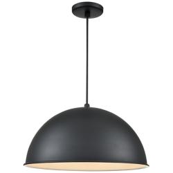 R-Series 18" Wide Satin Black Dome Pendant Light