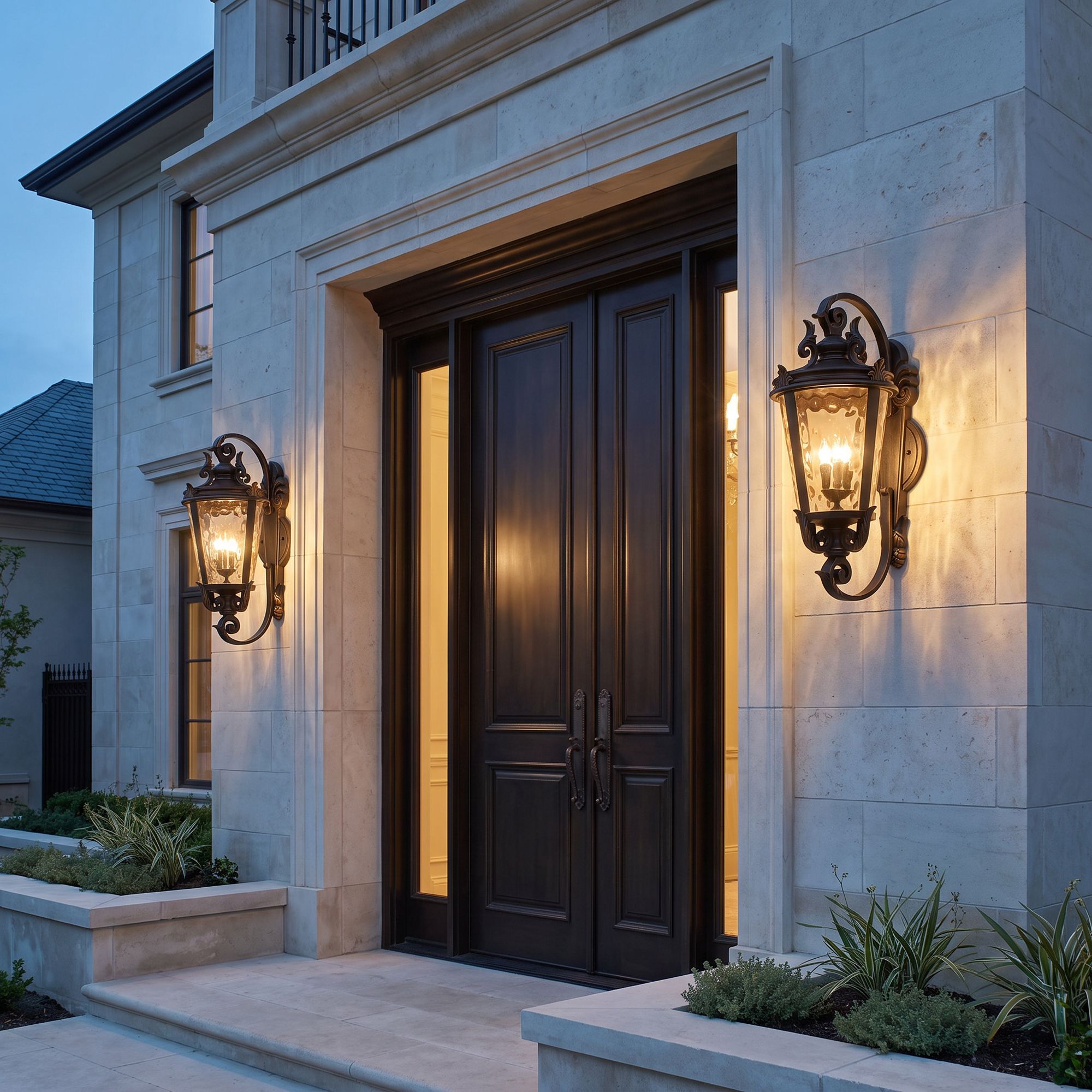 John Timberland Casa Marseille 36" High Scroll Arm Outdoor Wall Light in scene