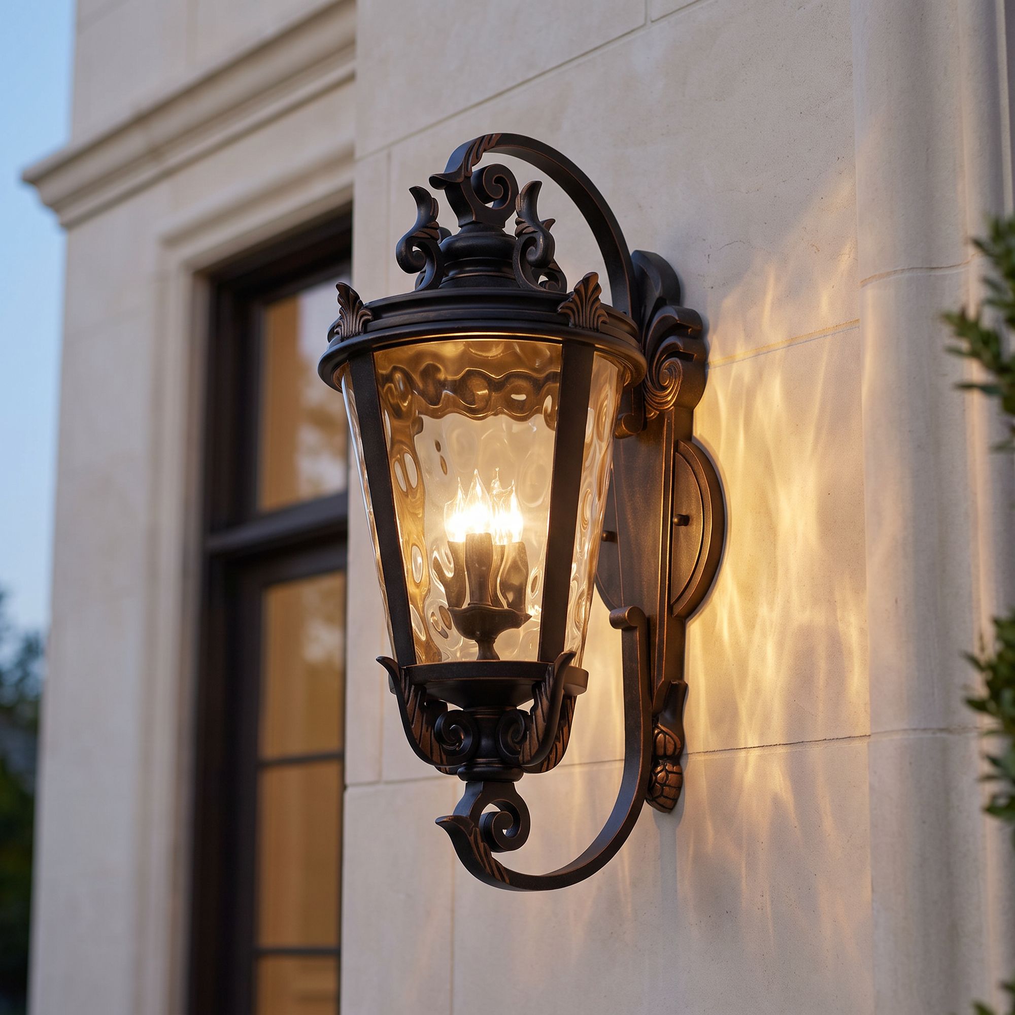 Image 1 John Timberland Casa Marseille 36" High Scroll Arm Outdoor Wall Light in scene