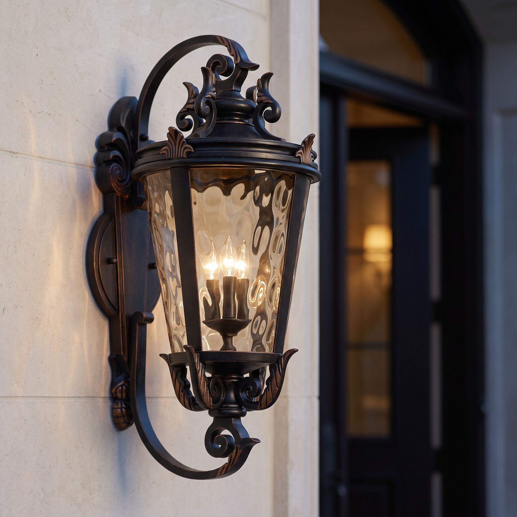 John Timberland Casa Marseille 36" High Scroll Arm Outdoor Wall Light in scene