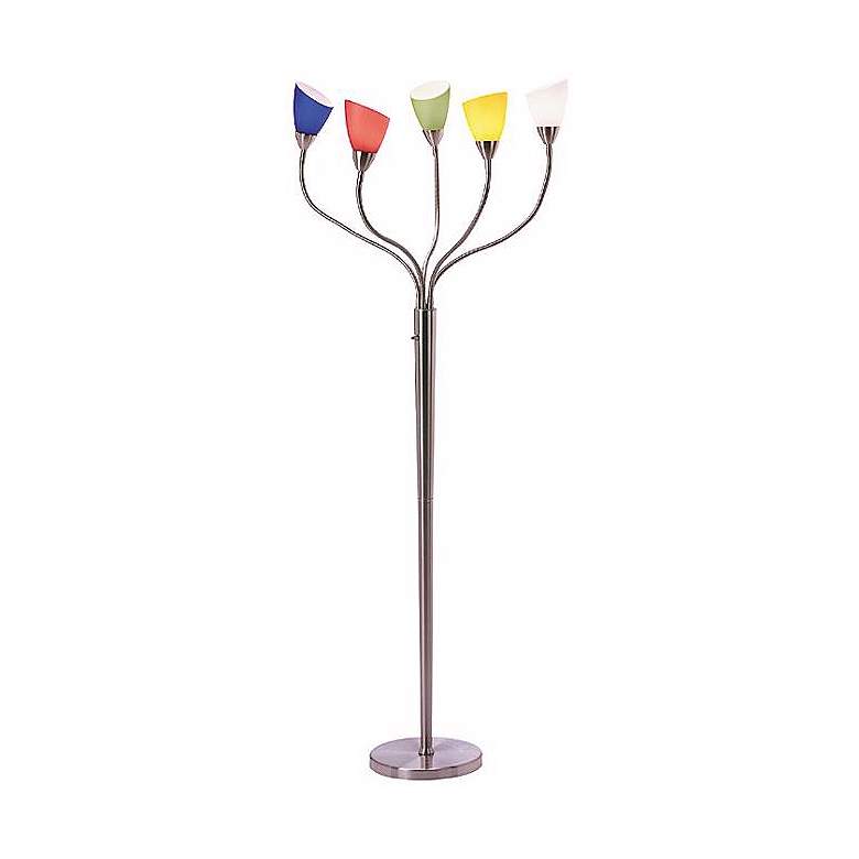 Image 1 R3174 - Gooseneck Floor Lamp with Colored Acrylic Shades