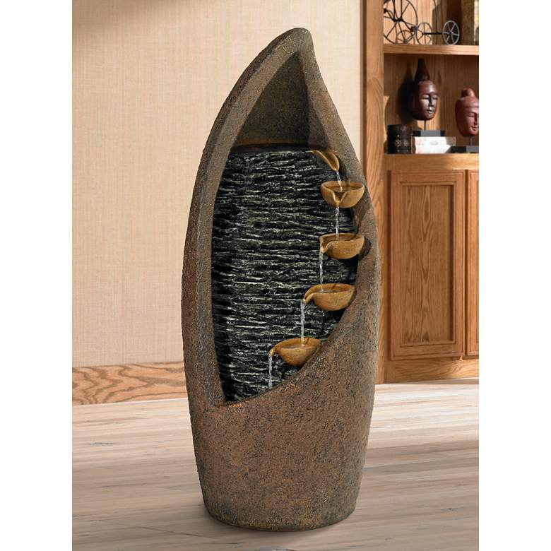 Image 1 Nathan Modern Cascade 34 1/2" High Rustic Garden Fountain in scene