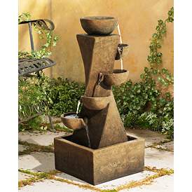 Image1 of Cascading Bowls 27 1/2" High Modern Fountain with LED Light in scene