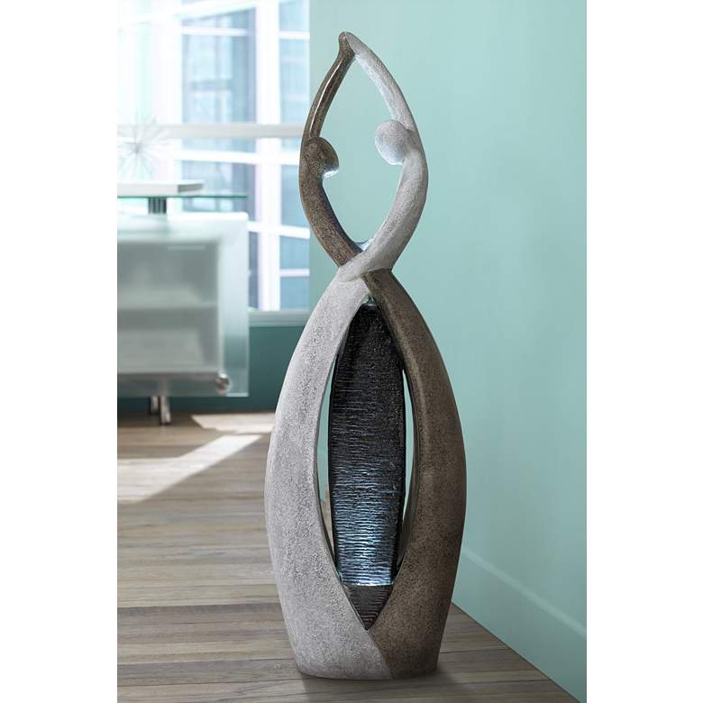 Image 1 Dancing Couple 57" High Modern Fountain with LED Light in scene