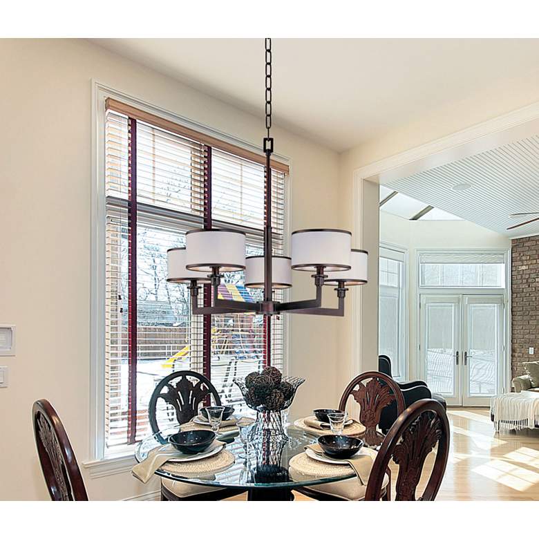 Image 1 Maxim Nexus 27.75 inch Wide 5-Light Oil-Rubbed Bronze Chandelier in scene