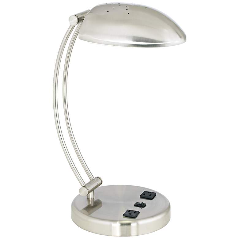 Image 1 R8900 - Metal Work Station Table Lamp with Outlets