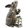 Rabbit Lantern 14 1/2" High Speckled Aluminum Outdoor Statue