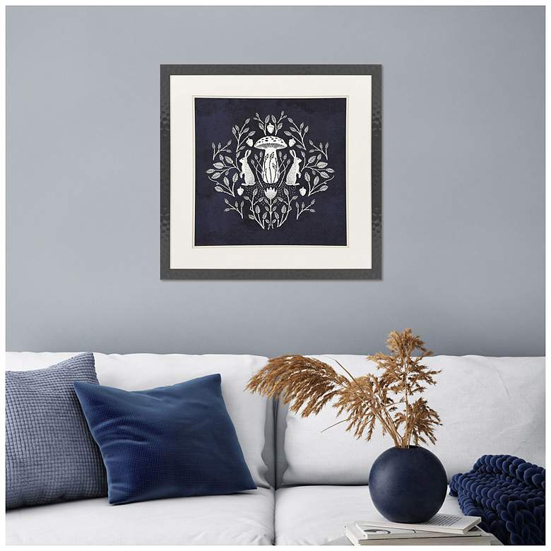 Image 4 Rabbits and Mushrooms II 28"W x 28"H Modern Framed Art more views