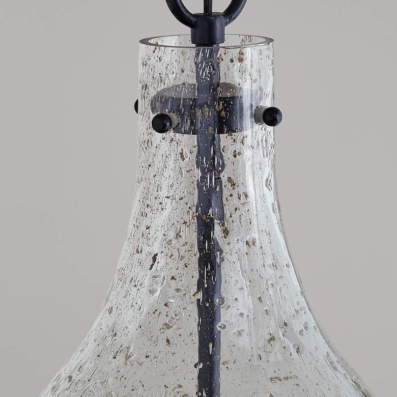 Image 4 Rabun 12"W Matte Black Mini Pendant with Stone-Seeded Glass more views