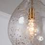 3_Rabun 12"W Patinaed Brass Mini Pendant w/ Stone-Seeded Glass more views