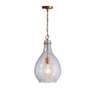 4_Rabun 12"W Patinaed Brass Mini Pendant w/ Stone-Seeded Glass more views