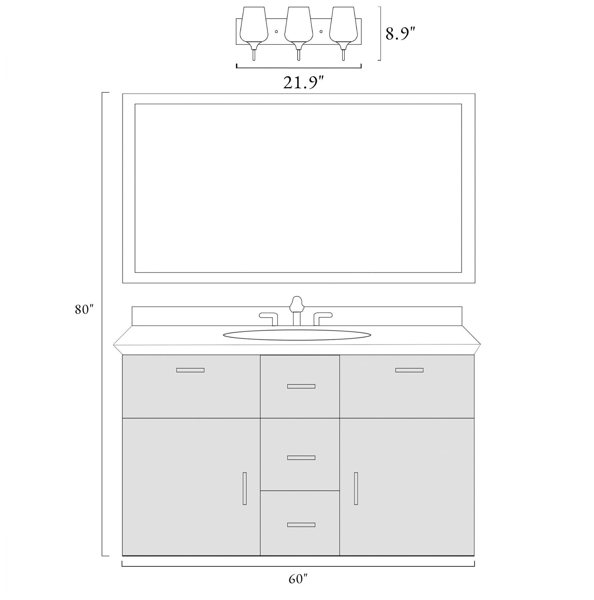 Rabuta 3-Light Wine Glass Bath Vanity Light