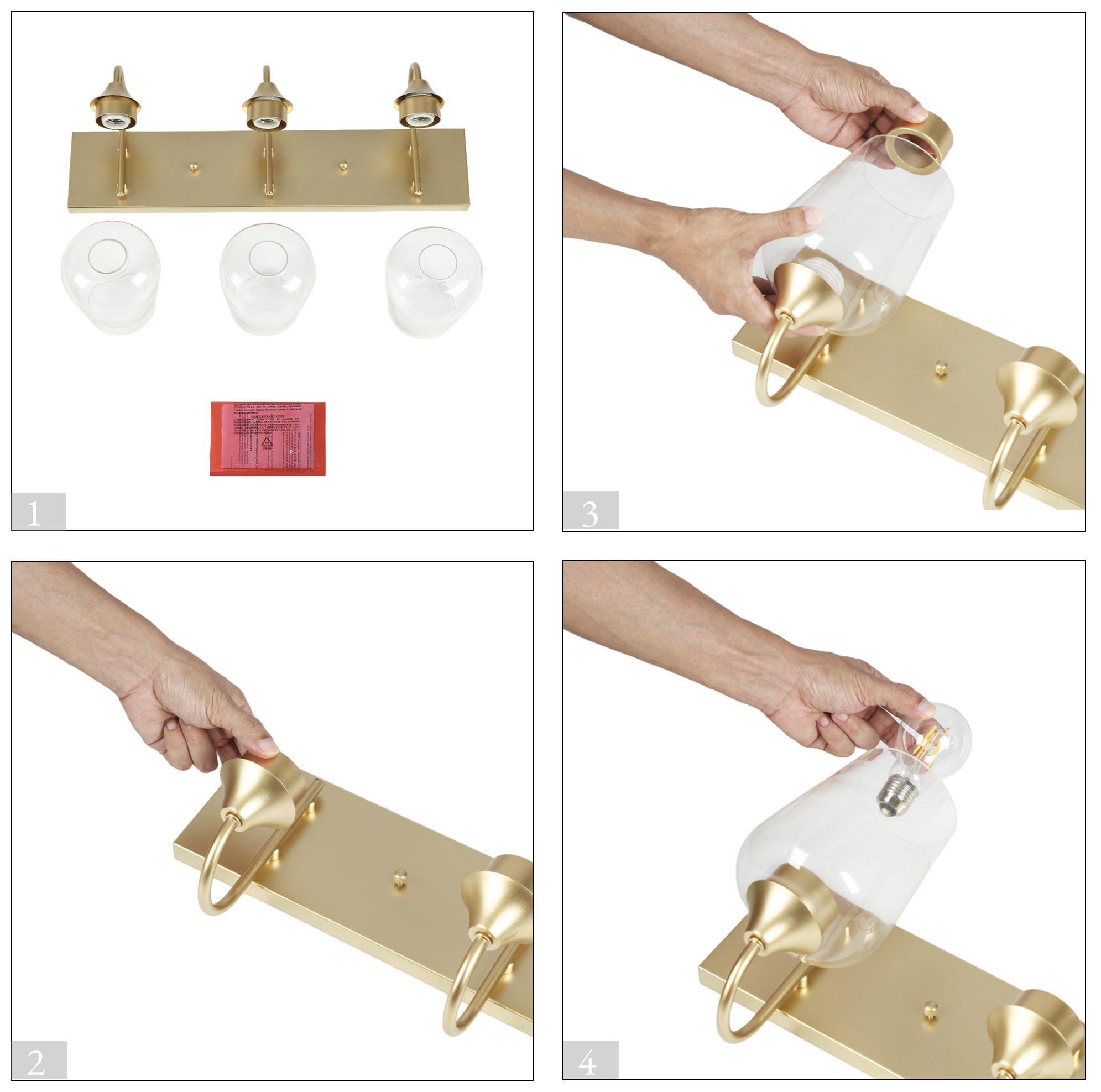 Rabuta 3-Light Wine Glass Bath Vanity Light