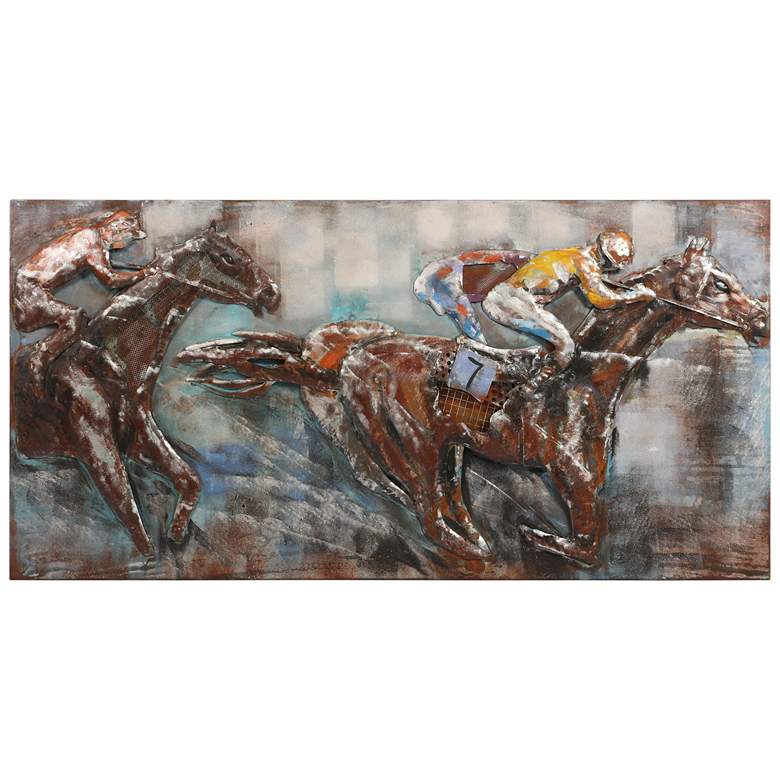 Image 1 Race Day" Mixed Media Iron Hand Painted Dimensional Wall Art