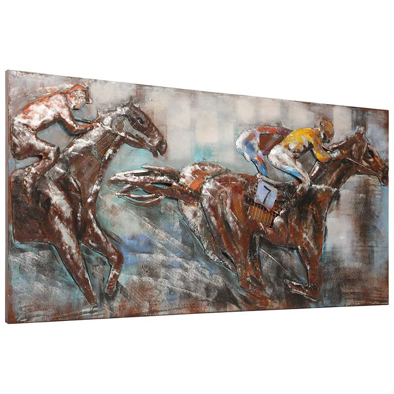 Image 2 Race Day" Mixed Media Iron Hand Painted Dimensional Wall Art more views