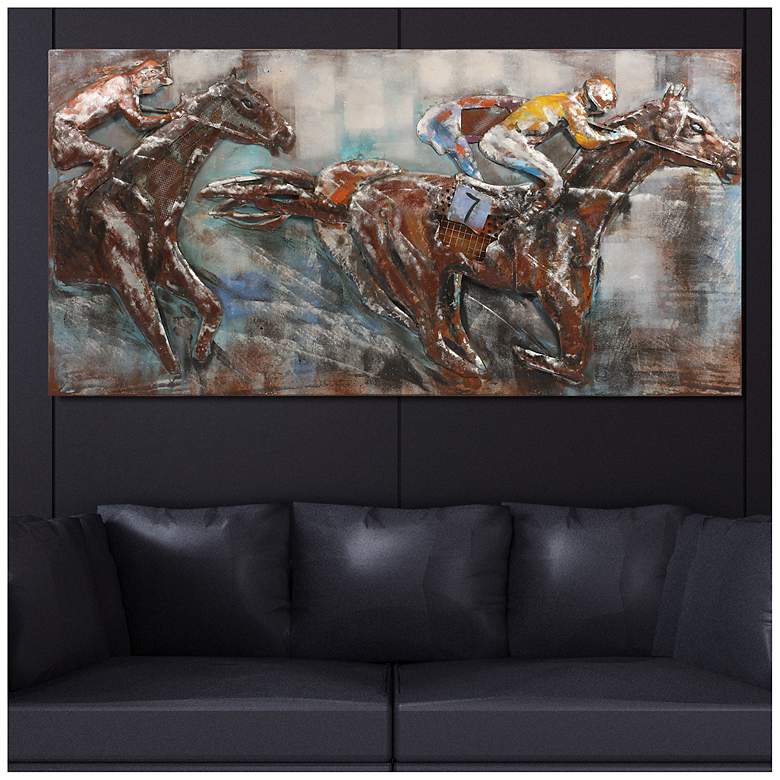 Image 3 Race Day" Mixed Media Iron Hand Painted Dimensional Wall Art more views