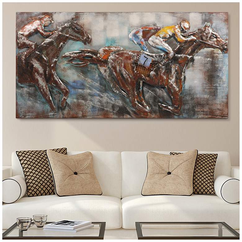 Image 4 Race Day" Mixed Media Iron Hand Painted Dimensional Wall Art more views