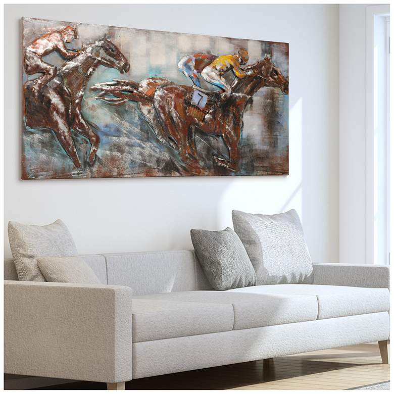 Image 5 Race Day" Mixed Media Iron Hand Painted Dimensional Wall Art more views