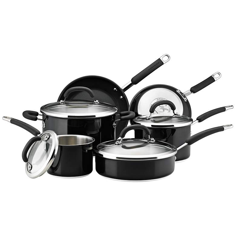 Image 1 Rachael Ray 10-Piece Black Stainless Steel Cookware Set
