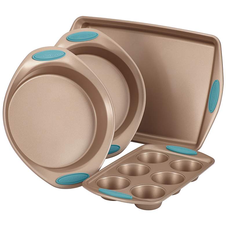 Image 1 Rachael Ray Brown and Blue 4-Piece Nonstick Bakeware Set