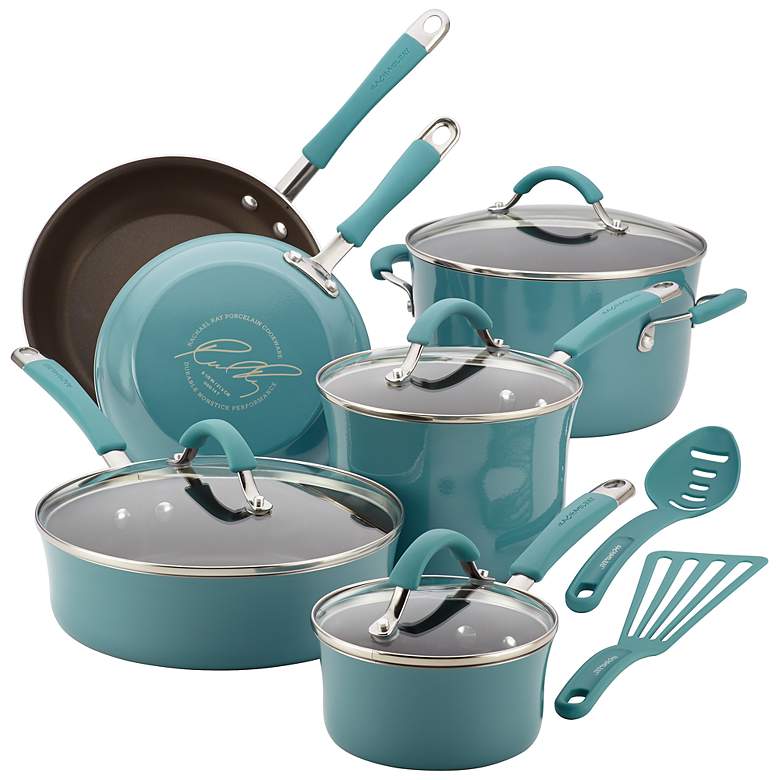Image 1 Rachael Ray Cucina 12-Piece Agave Blue Cookware Set