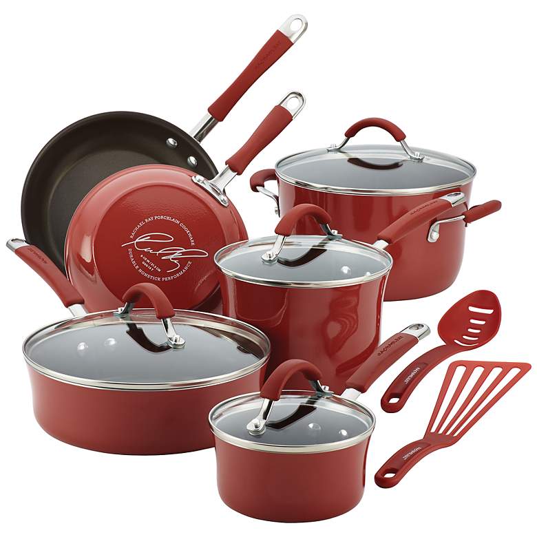 Image 1 Rachael Ray Cucina 12-Piece Red Cookware Set