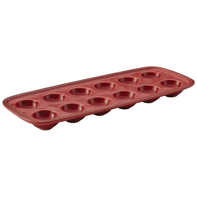 Image 1 Rachael Ray Cucina 15 1/4 inch Cranberry Red Stoneware Egg Tray