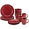 Rachael Ray Cucina 16-Piece Cranberry Red Dinnerware Set