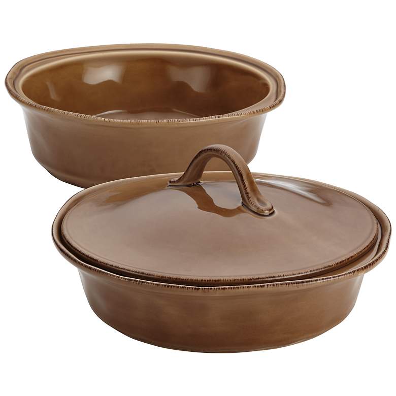Image 1 Rachael Ray Cucina Stoneware 3-Piece Brown Baker And Lid Set