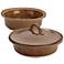 Rachael Ray Cucina Stoneware 3-Piece Brown Baker And Lid Set