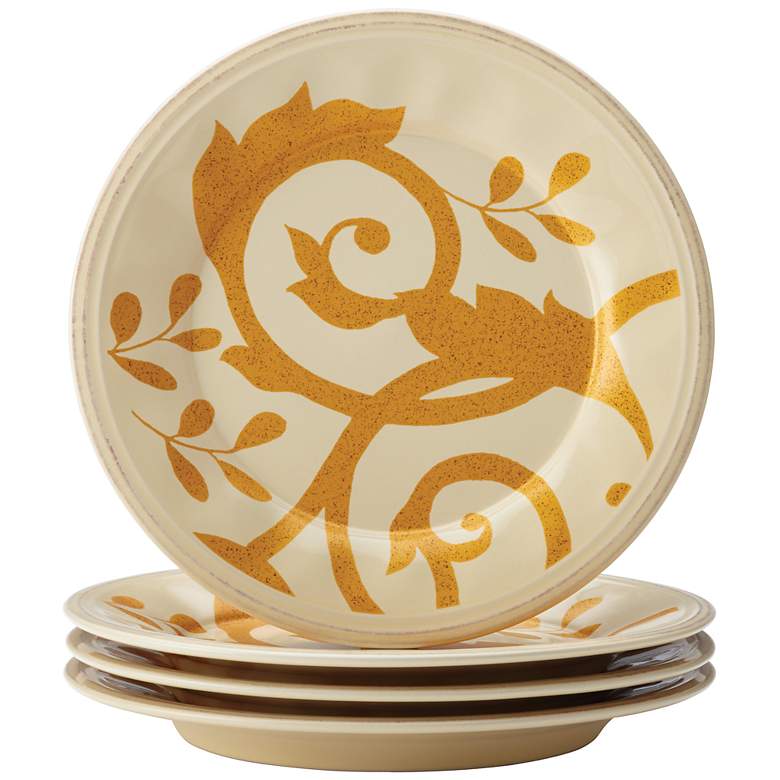 Image 1 Rachael Ray Dinnerware Gold Scroll 4-Piece Salad Red Plate Set