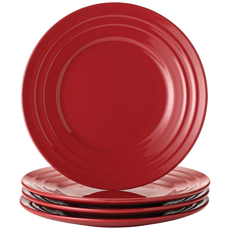 Image 1 Rachael Ray Double Ridge 4-Piece Red Salad Plate Set