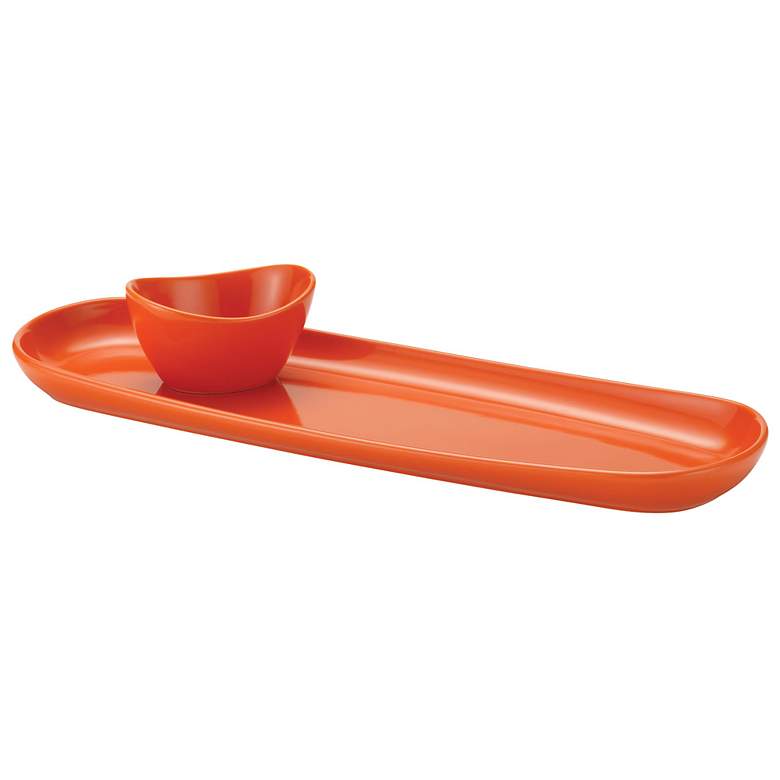Image 1 Rachael Ray Orange Baguette Tray with Dipping Cup