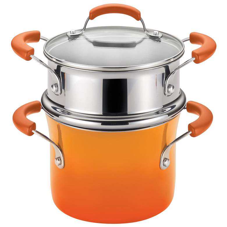 Image 1 Rachael Ray Orange Enamel Nonstick 3-Quart Steamer Set