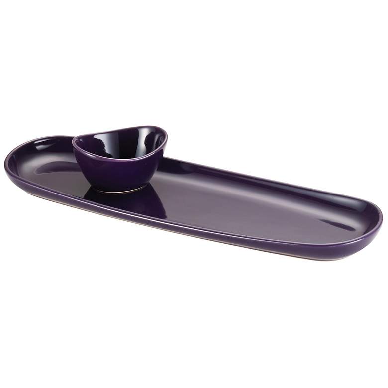 Image 1 Rachael Ray Purple Baguette Tray with Dipping Cup