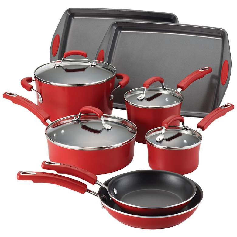 Image 1 Rachael Ray Red 12-Piece Cookware and Bakeware Set