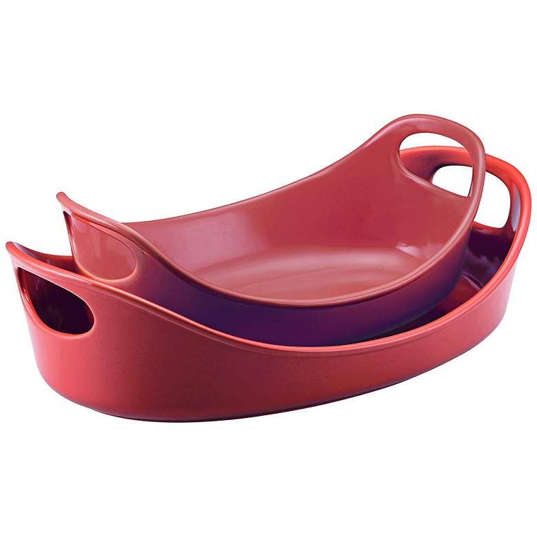 Image 1 Rachael Ray Red Bubble Stoneware Baking Dishes - Set of 2