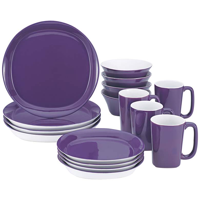 Image 1 Rachael Ray Round and Square 16-Piece Purple Dinnerware Set