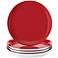 Rachael Ray Round and Square 4-Piece Red Dinner Plate Set