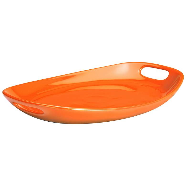 Image 1 Rachael Ray Stoneware 15 3/4 inch Orange Oval Serving Platter