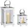 Rachael Set of 2 Wide White Lantern Candle Holders