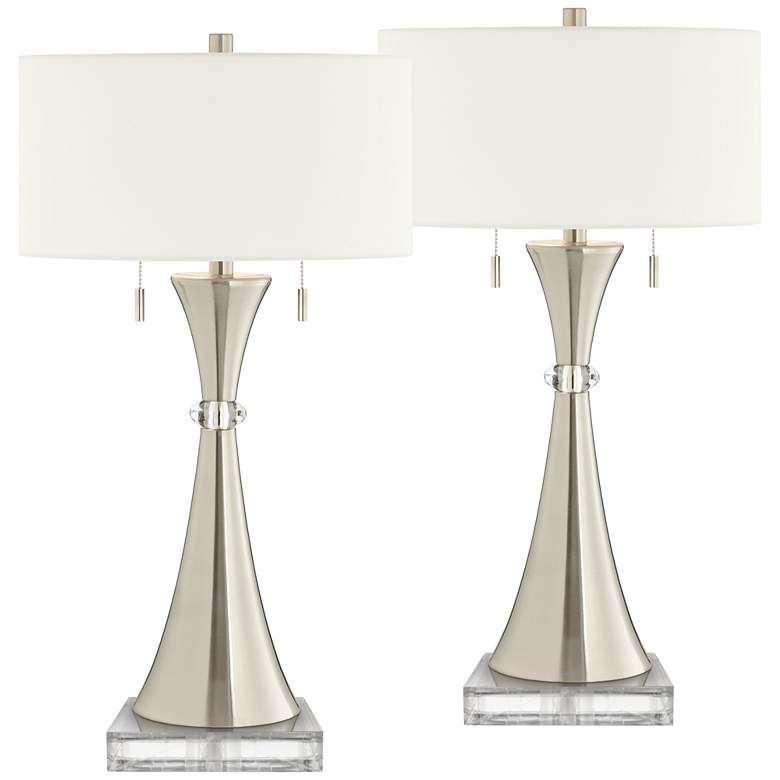 Image 1 Rachel Concave Column Metal Table Lamps With 8 inch Square Risers